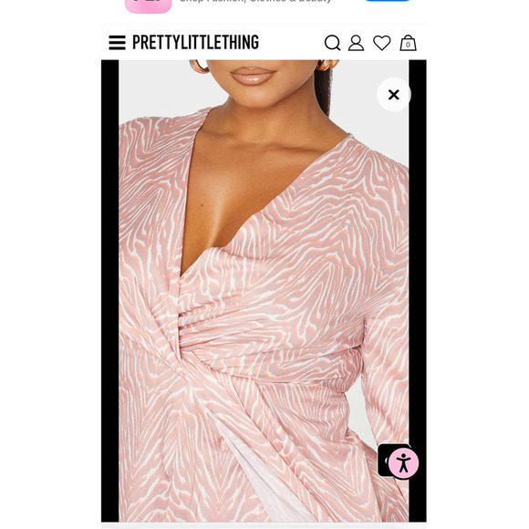 PrettyLittleThing Plus Tan Zebra Twist Front Maxi Dress 20 NWT - Picture 7 of 10